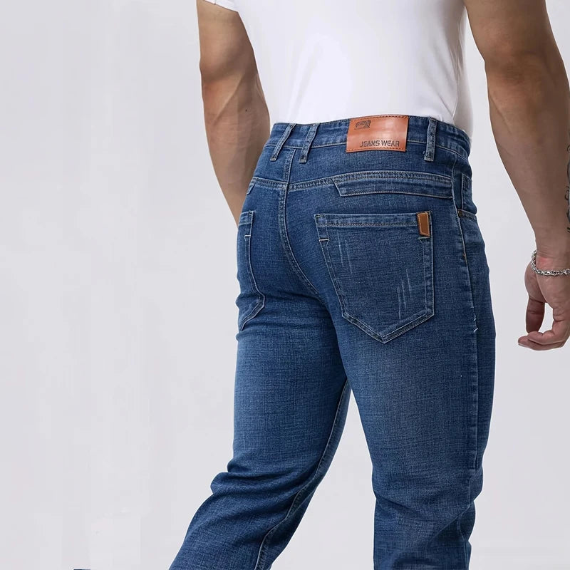Spring Autumn Business Men Jeans Casual Straight Stretch Fashion Classic Black Sky Blue Grey Work Denim Trousers Brand Clothing - Matrix Studios