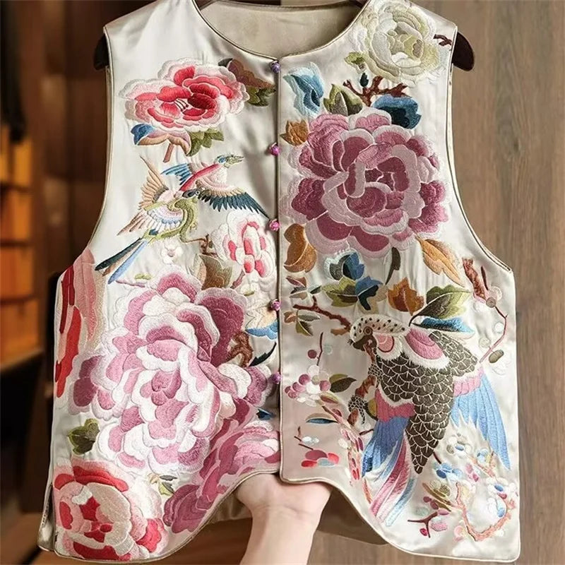 Women's Vest Women's Jackets  New Embroidered Chinese Vest Women Unique and Unique Super Beautiful Light Style Stacked Top Coat - Matrix Studios