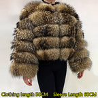 MAOMAOKONG Super Hot Winter Women Luxury Thick Real Raccoon Fur Coat Natural Fox Fur Jacket Plus Size Furry Jackets Female Vest - Matrix Studios