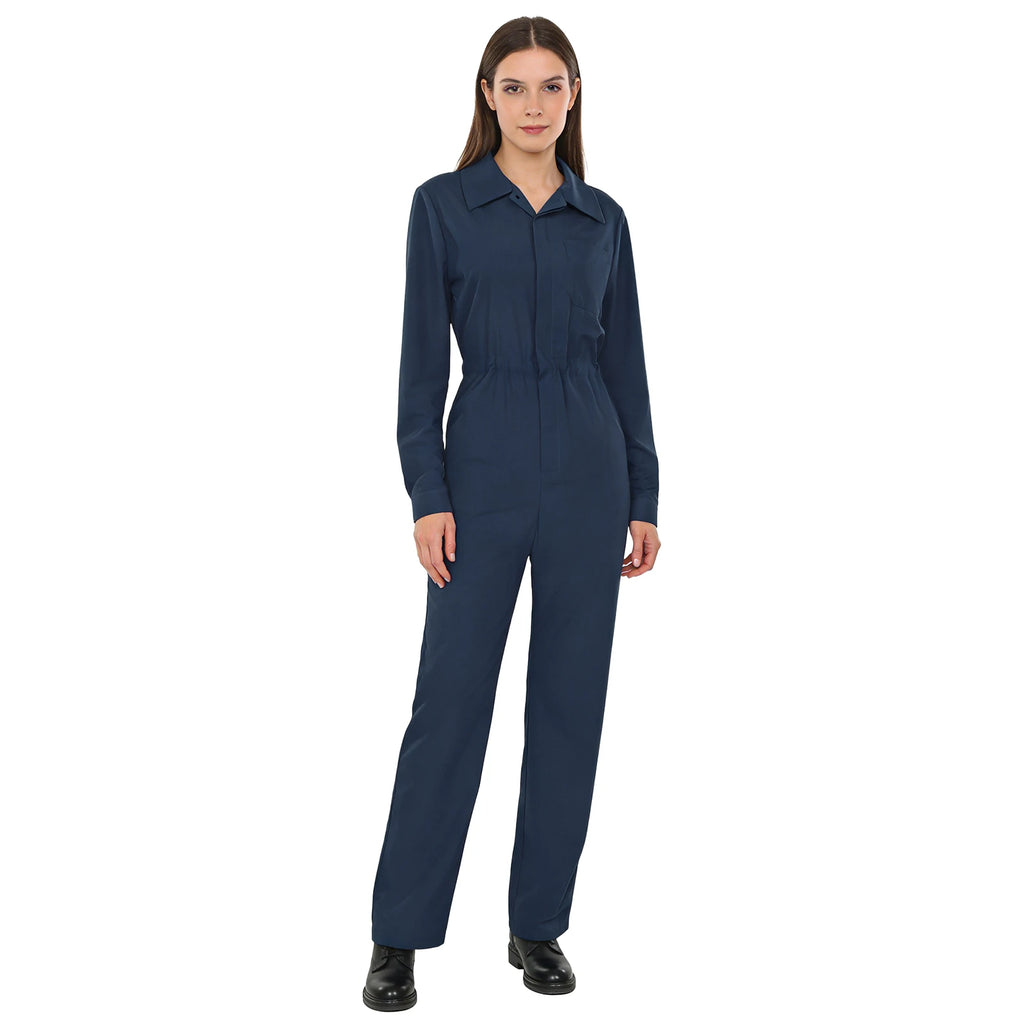 Womens Casual Jumpsuit Coverall Solid Color Long Sleeve Turn-Down Collar Button Flap Romper Fashion Work Travel Holiday Homewear - Matrix Studios