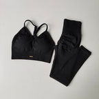 Seamless Hip Lifting Fitness Set Women's V-neck Bra Leggings Yoga Set Quick Drying Exercise Iron Massage High Fat Tight Pants - Matrix-studios.com