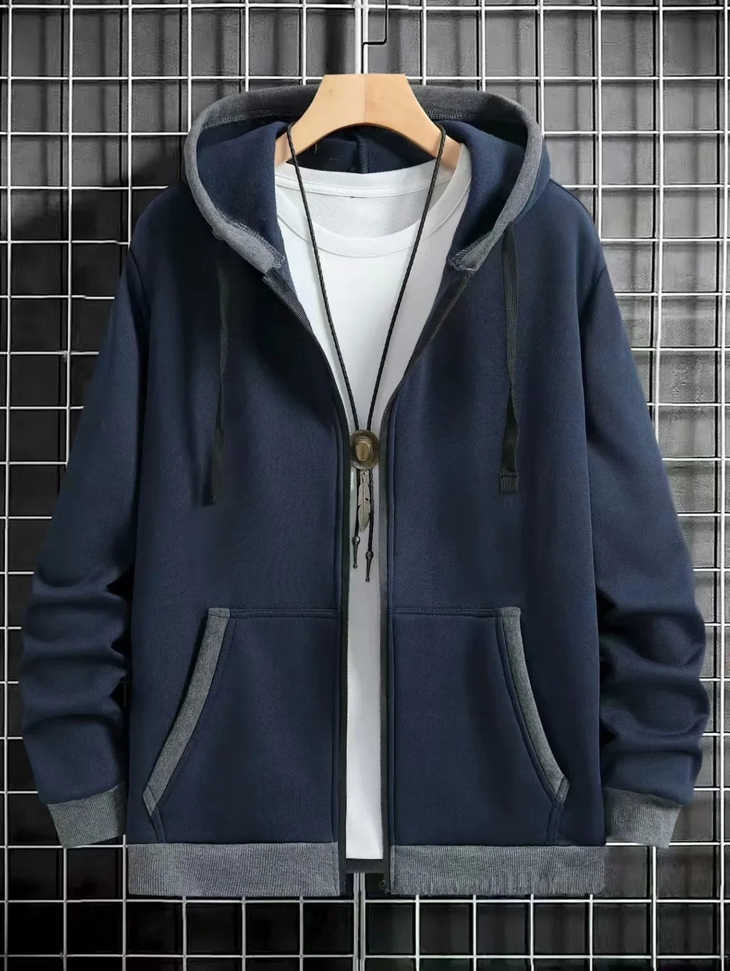 Thickened Men's Hooded Zipper Cardigan Casual Outerwear Fashionable Sweatshirt Autumn Winter New Arrival Cross-Border Style - Matrix Studios