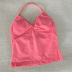 HBC Sexy V Neck Gym Tank Top Longline Strappy Vest Women Seamless Sports Running Tank Top Slim Fit Yoga Padded Workout - Matrix-studios.com