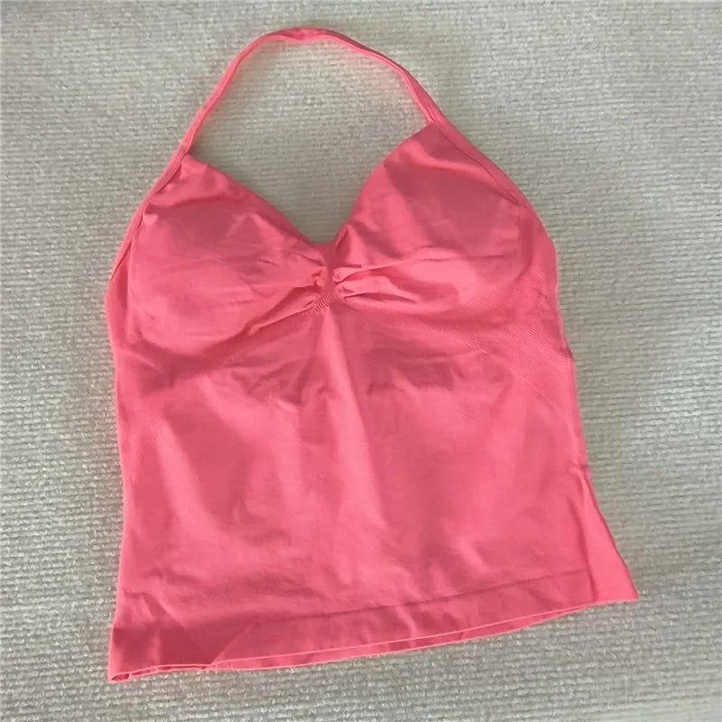 HBC Sexy V Neck Gym Tank Top Longline Strappy Vest Women Seamless Sports Running Tank Top Slim Fit Yoga Padded Workout - Matrix-studios.com
