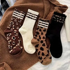 4 Pairs Women Leopard Socks Cotton Sports Y2k Student White Lolita Harajuku Girl Funny Socks - Matrix Studios