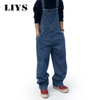 Overalls for Men Denim Suspenders Simple Baggy Jeans Men's Street Casual Solid Mid Waist Loose Washed Jumpsuits Length Tracksuit - Matrix Studios