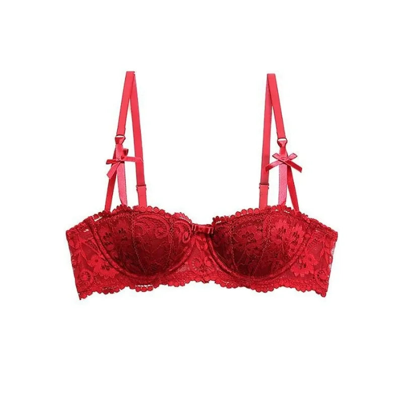 Women Bras Sexy Lace Half Cup Push Up French Style Lingerie Soft Deep V Top Breathable Back Closure Thin Bralette Ropa Mujer - Matrix Studios