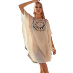 Fashion Knitted Sunflower Beach Cover Up Large Size Hollow Out Bathing Suit Fringe Tunic Beachwear Women - Matrix Studios