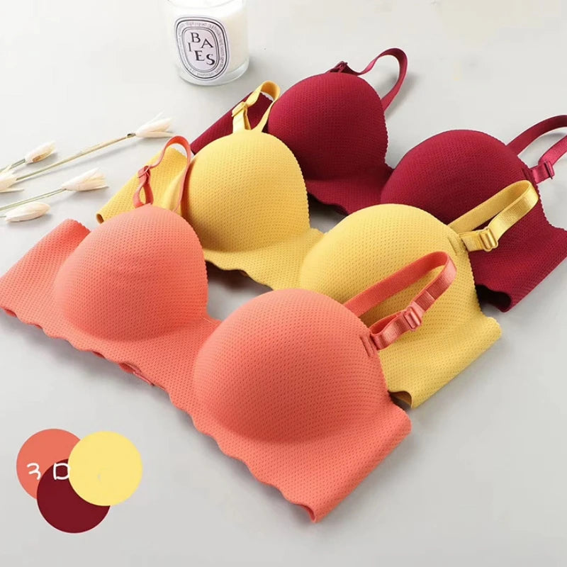 Thin One-piece Seamless Women's Bra Detachable Shoulder Straps Gathered Bralette Comfortable Without Steel Ring Sleep Brassiere - Matrix Studios