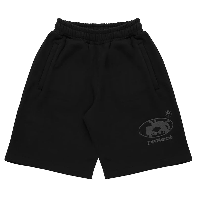 Y2K Men Casual Shorts Black Streetwear Vintage Elastic Waist Quick Dry Loose Fit Europe Viral Trend Summer Fashion Beach Bottoms
