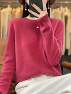 100% Merino Wool Sweater Women O-neck Cashmere Knitwear Female Pullover Autumn Winter Casual Tops Solid Color Soft  Clothing - Matrix Studios