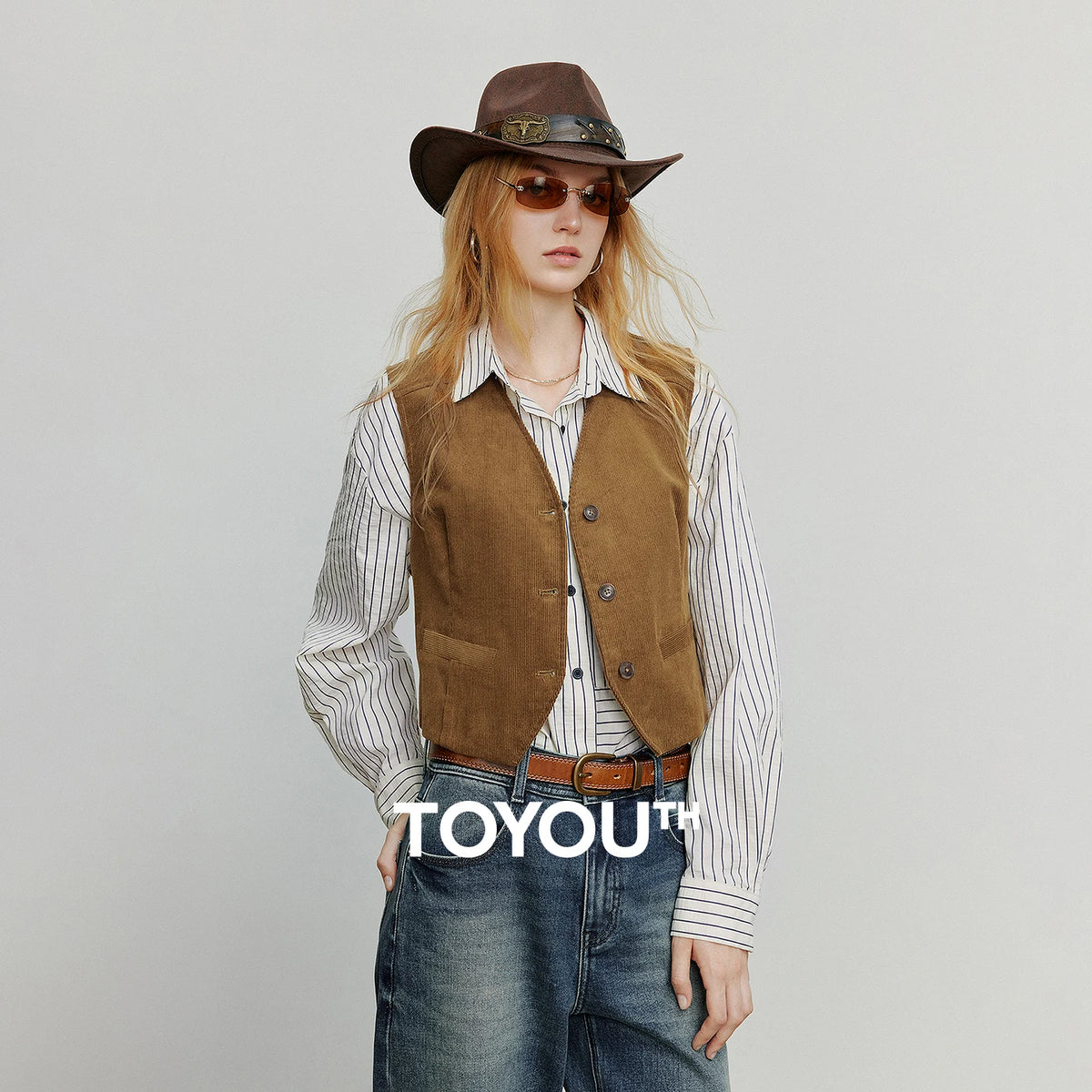 TOYOUTH Women Sleeveless Jacket 2025 Autumn New Retro Old Money Corduroy Slim Waist Short Tank top - Matrix Studios