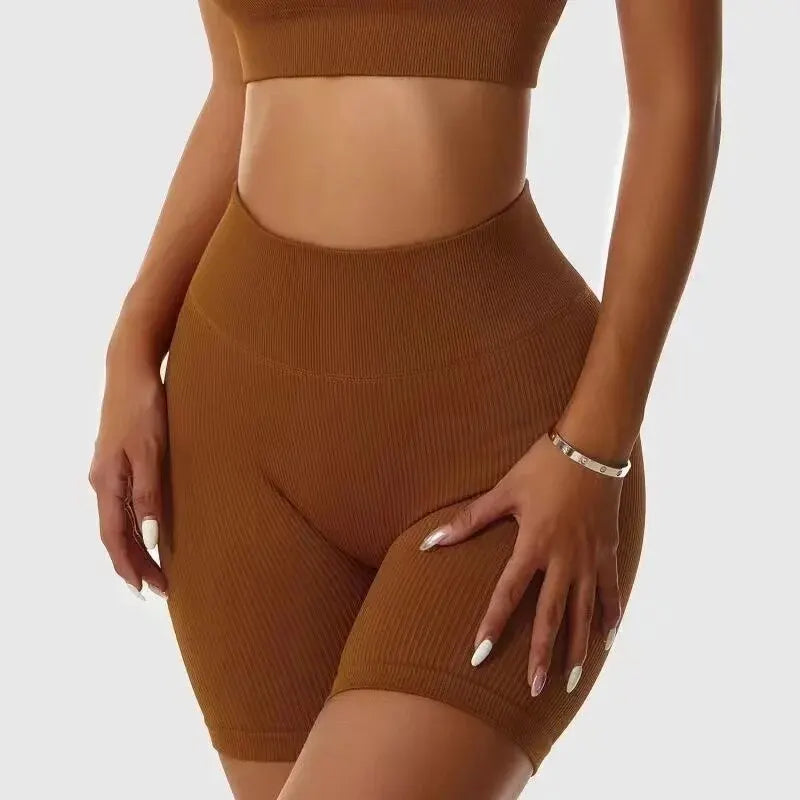 Seamless Knitted Sports Shorts Casual High Waist Push Up Cycling Shorts Fitness Running Tight Hip Lifting Yoga Shorts Sportswear - Matrix Studios