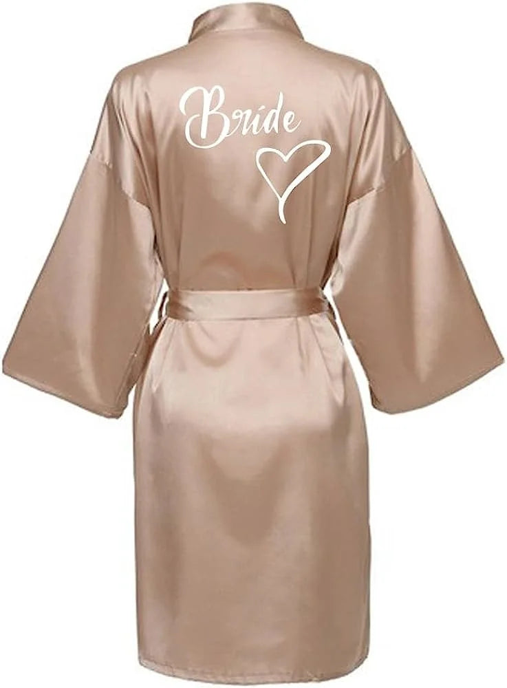 Women Silk Satin Short Night Printing Robe Kimono Robe Fashion Bath Robe Sexy Bathrobe Femme Wedding Bride Bridesmaid M024
