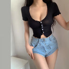 Women ladies Short Sleeve Crop top elegant Plain basic debardeur femme Tank Party bodycon bandage stretch Vest Tee tunique femme - Matrix-studios.com