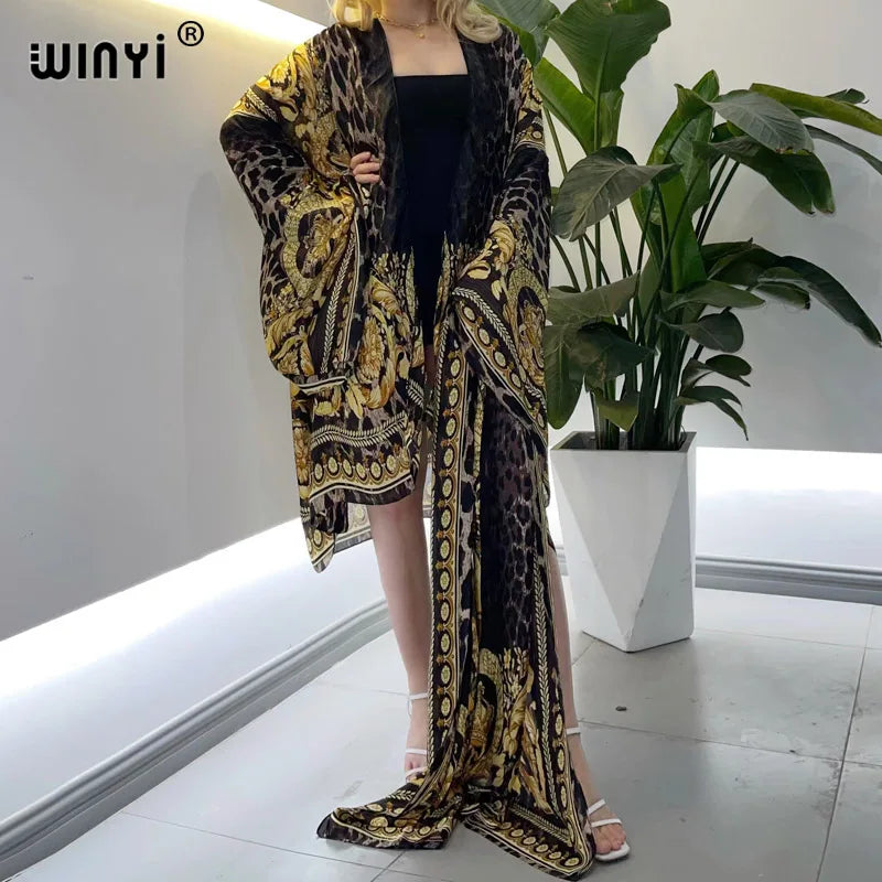 Europe WINYI New Tunic Bikini Sweet Lady New Boho Cardigan Stitch Cocktail Sexy Boho Maxi Holiday Long Sleeve KIMONO Mujer - Matrix Studios