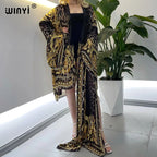 Europe WINYI New Tunic Bikini Sweet Lady New Boho Cardigan Stitch Cocktail Sexy Boho Maxi Holiday Long Sleeve KIMONO Mujer - Matrix Studios
