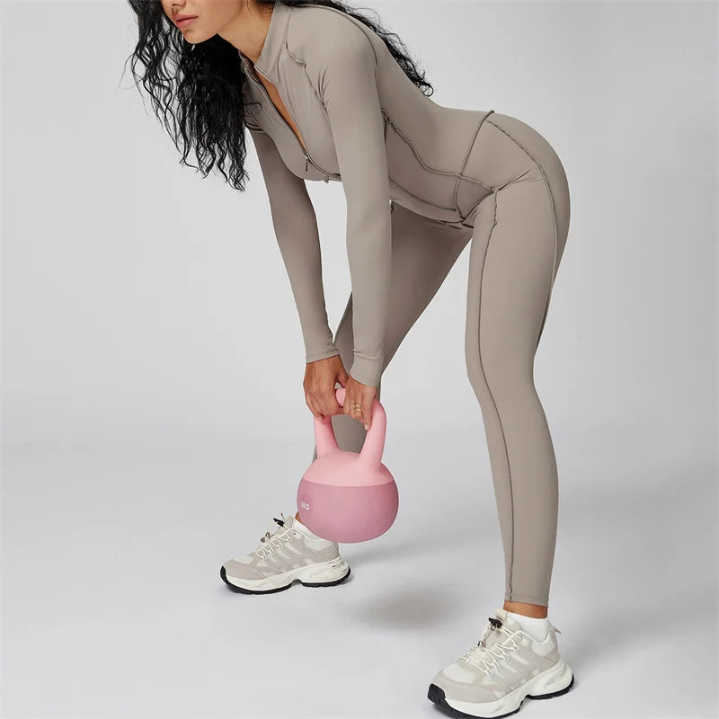 TRY TO BN Gym Jumpsuit Half Zipper Sports Stripe Fitness Bodysuit One-Piece Workout Activewear Tights Woman Suits Yoga Clothing - Matrix Studios