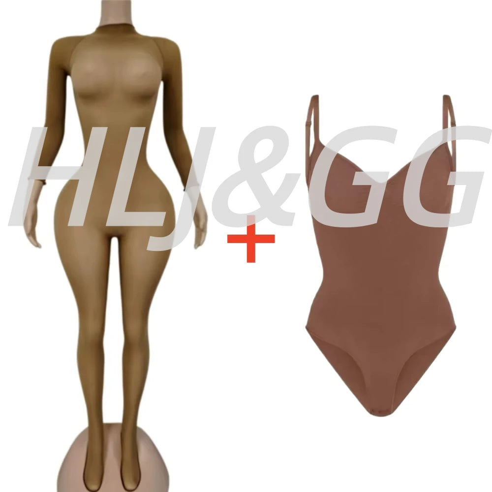 HLJ&GG Sexy Mesh See Through Bodycon Jumpsuits And Bodysuits Suits Women Long Sleeve Stretchy Playsuits Party Night Club Overall - Matrix Studios