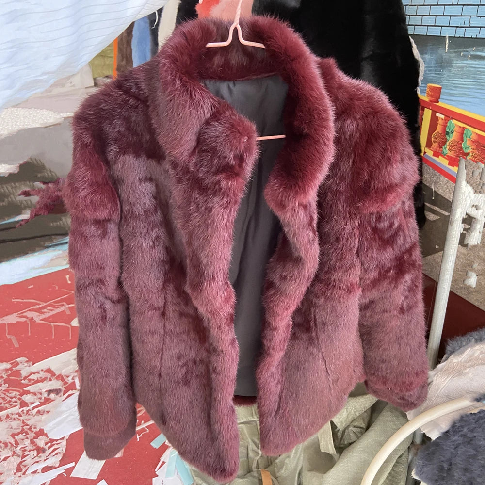 Fancy Rani Natural Rabbit Fur Coat Women Winter Jacket Real Leather And Fur Women's Clothing Female Outerwears With 2024 - Matrix Studios