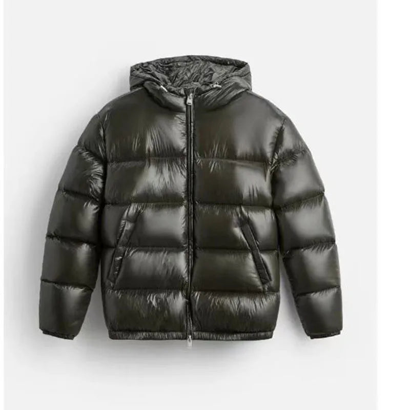 Autumn Winter New Men's Fashion Simple Cotton-padded Coats Casual Zipper Hooded Down Cotton Jackets Solid Cold-proof Warm Parkas - Matrix Studios