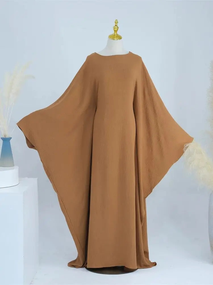 Ramadan Eid Soft Crepe Khimar Batwing Abaya Dubai Islam Muslim Modest African Dresses For Women Kaftan Kebaya Robe Femme Musulma - Matrix-studios.com