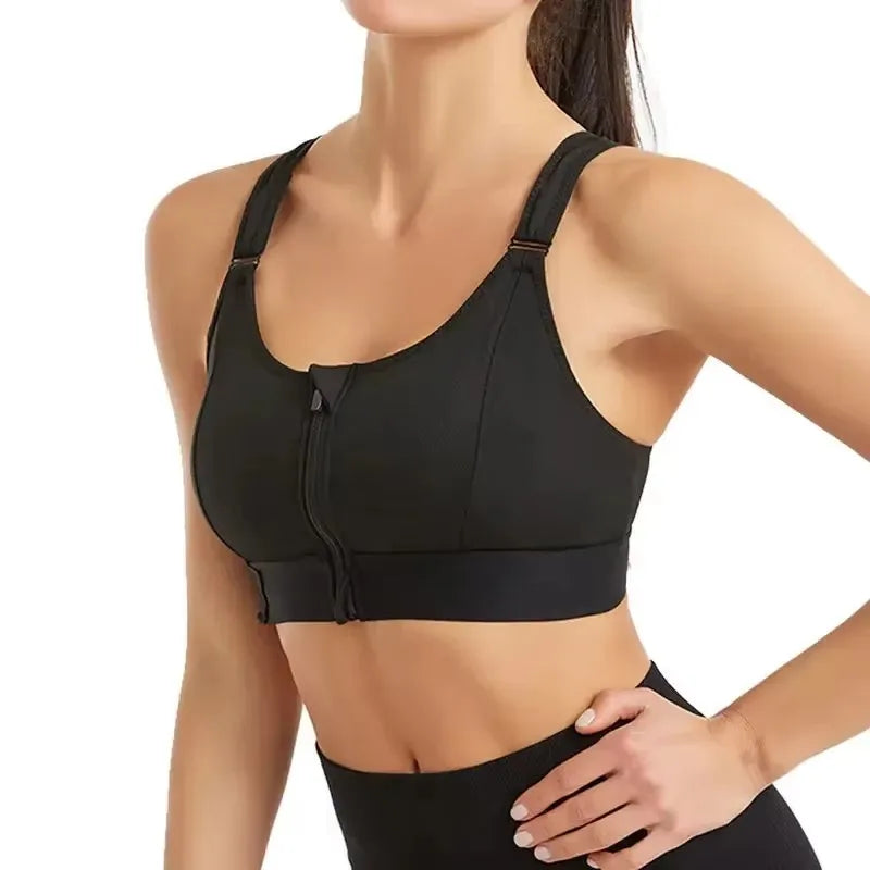 Sports Bras For Women Front Zipper Adjustable Strap Shockproof Elastic Fitness Athletic Brassiere Slim Yoga Crop Top - Matrix Studios