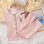 Victoria's Secret Soft Breathable Button Down Pyjama Suit Womens Silk Satin Pajamas Set Short Sleeve Shorts Sleepwear Loungewear - Matrix-studios.com
