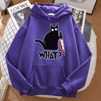 What Cute Little Black Cat Holding A Knife Men Hoodie Street Fleece Hoody Hipster Autumn Sweatshirt Hip Hop Clothing Woman - Matrix Studios