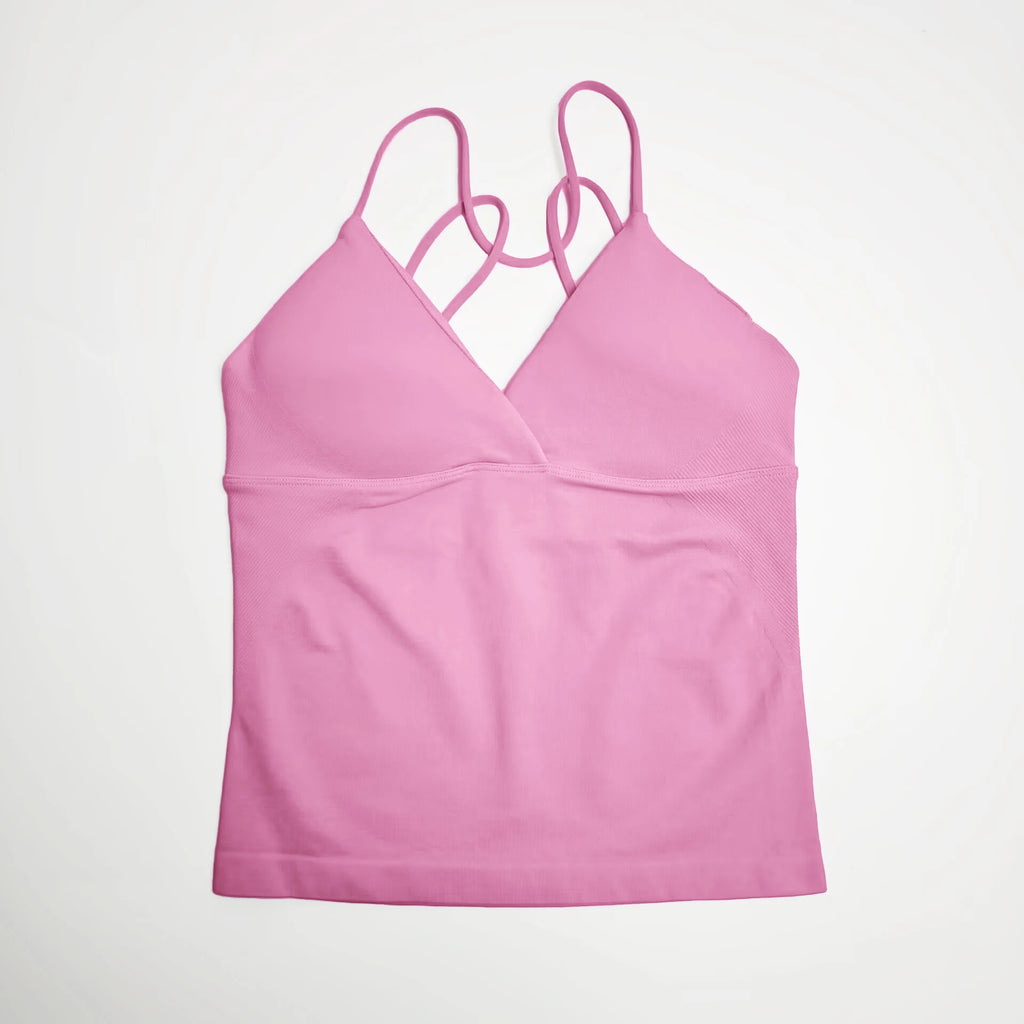 NCLAGEN Vision Twist Front Longline Top Women's Seamless Thin Straps Yoga Gym Workout Vest Running Tank Tops Fitness Clothing - Matrix-studios.com