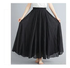 28-Color Mori Girl Literary Cotton Linen Dress Elastic Waist A-line Expansion Skirt Solid Color Ethnic Style Women Long Skirts - Matrix-studios.com
