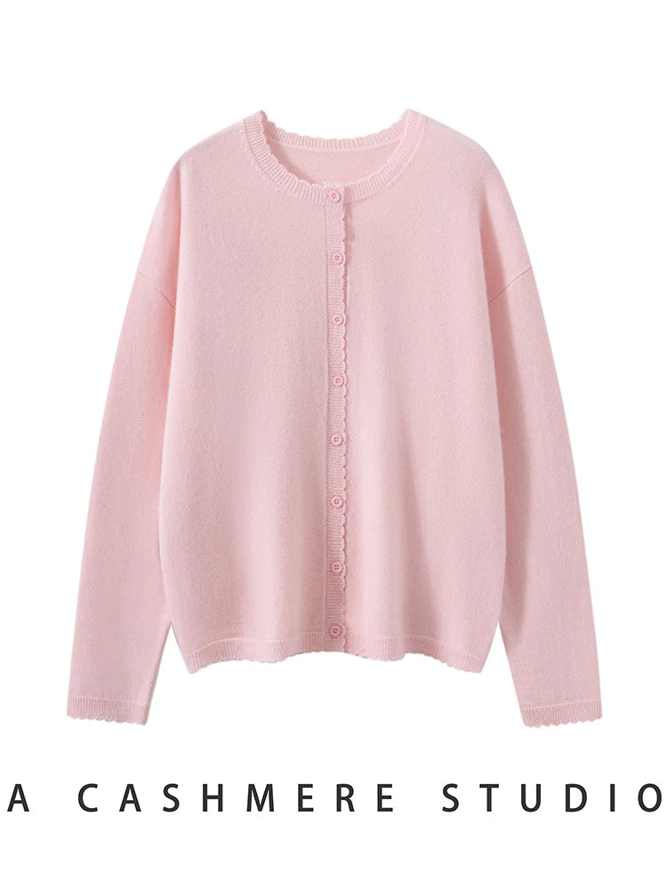 CHICUU Women's 100% Cashmere Sweater Vest Cardigan Set O-neck Long Sleeve Cardigan tank Vest Grace Simple Cashmere Knitted Suit - Matrix Studios