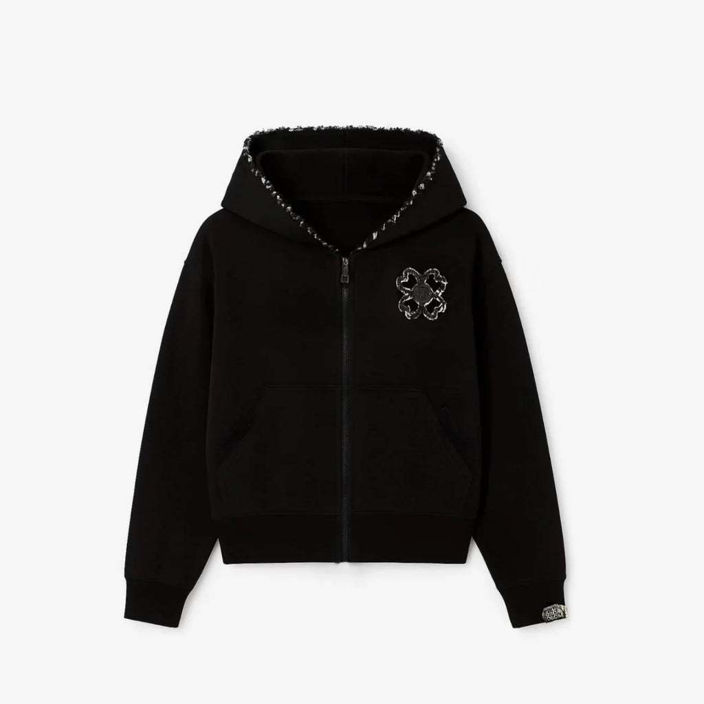 New TOROM Black Applique embroidery Personality Trend Zip Up Hooded Jackets Couple Hip-Hop Streetwear Classic Sweatshirt Men Ins