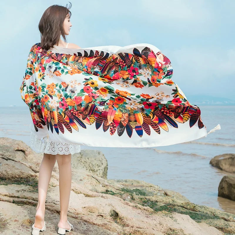 90x185cm  Printing Process Twill Summer Suncare Beach Dress Bikini Sarong Wrap Scarf Women Brazilian Swimsuit Bathing Cover-ups - Matrix Studios