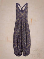 Wide Leg Bohemian Loose Overall Jumpsuit Ethnic Mandala Vintage Paisley Printing Women Rompers Backless Harem Bloomers Playsuit - Matrix Studios