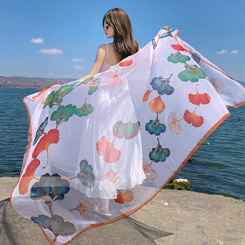 Thin Transparent Travel Beach Sunscreen Scarf for Women Bikini Large Shawl Sarong Wrap Brazilian Swimsuit Cover-ups 125x180cm - Matrix Studios
