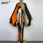 Europe Beach Over Size Summer Fashion Print 2022 WINYI Kaftan Robe Sexy Femme Maxi Women's Robes Long Beach V-Neck Bohemian Dres - Matrix Studios
