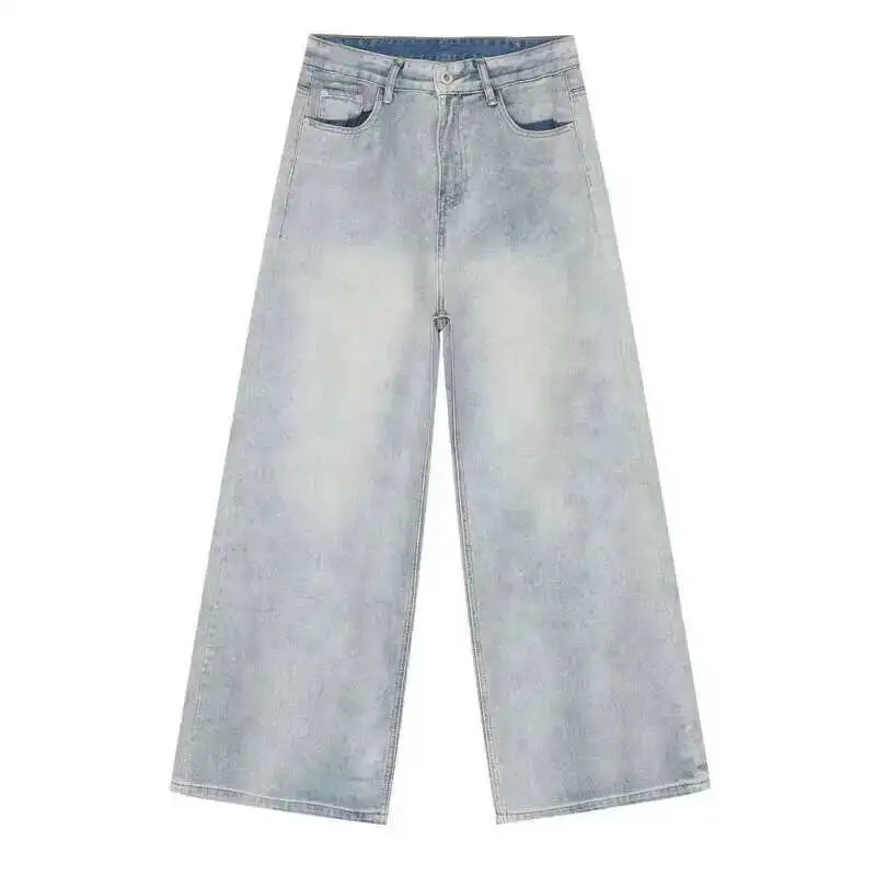 IEFB Washed Male Jeans Korean Fashion Worn Out Gradient Color Men's Denim Straight Pants Men Wide Leg Trousers Spring New 9C4502 - Matrix Studios