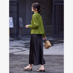 VIMLY New Chinese Style Women's Two-piece Set Autumn 2026 Long Sleeve Top Satin Midi Skirt Elegant Fashion Matching Outfit 31785 - Matrix-studios.com