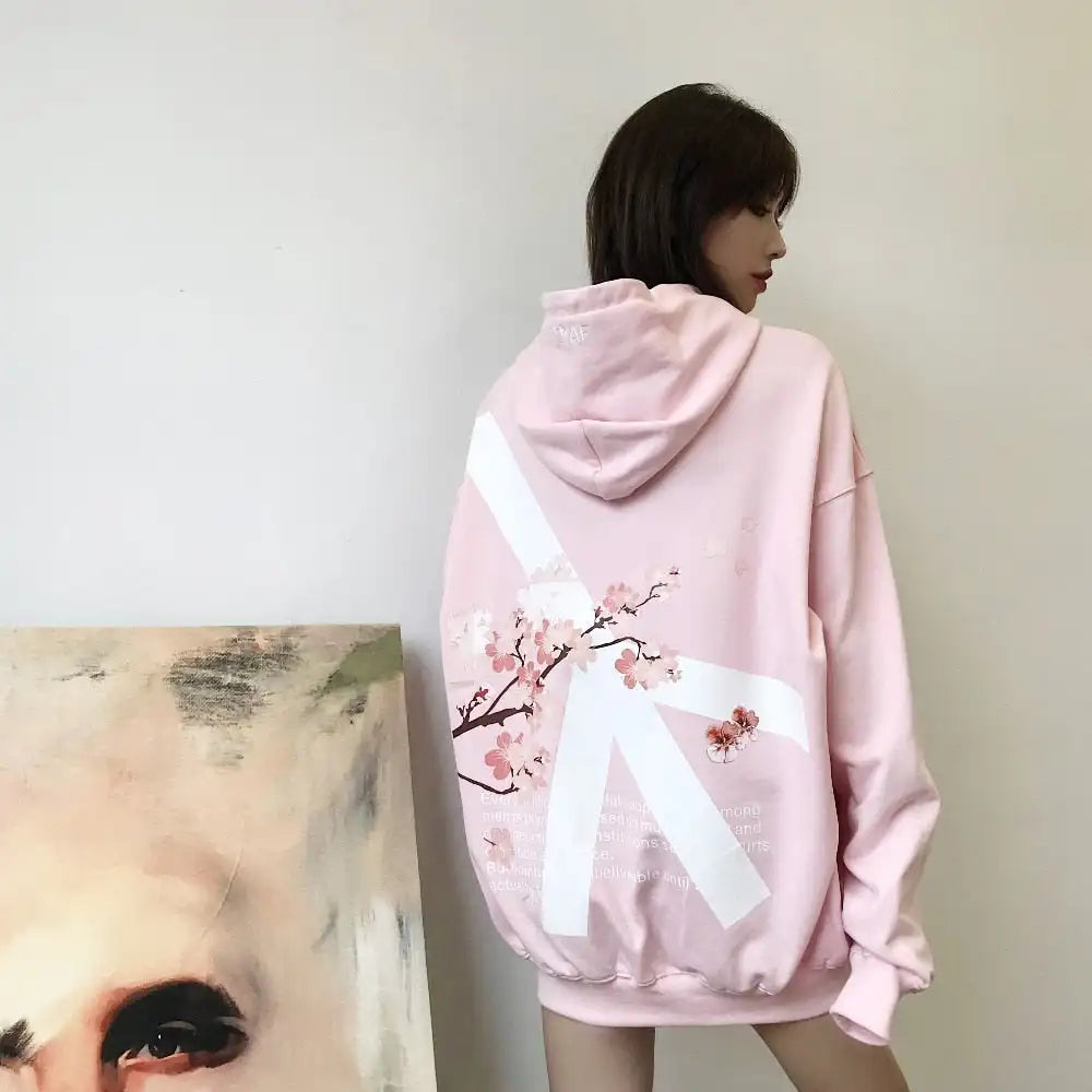 Streetwear Y2K Harajuku Cute Cherry Blossom Graphic Print Oversized Hoodie Gothic Casual Pullover Sweatshirt Men Women Clothing - Matrix Studios