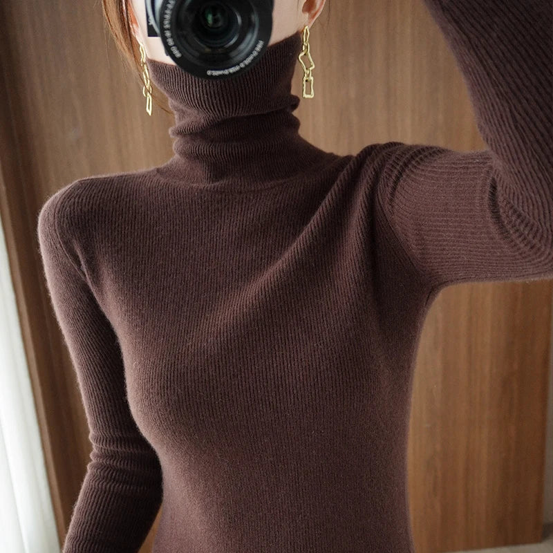 2026 Autumn Winter Turtleneck Sweater Women Thick Warm Soft Female Slim Pullovers Women Sweater Ladies Solid Versatile Knitted - Matrix Studios