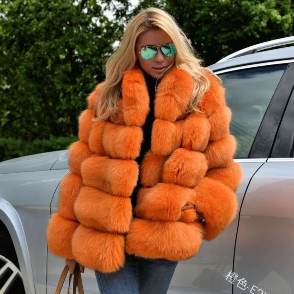 Women Faux Fur Jacket Thick Loose Long Coat Warm Turn Down Collar Full Sleeve Open Stitch Thick Coats Solid Winter 2025 - Matrix Studios