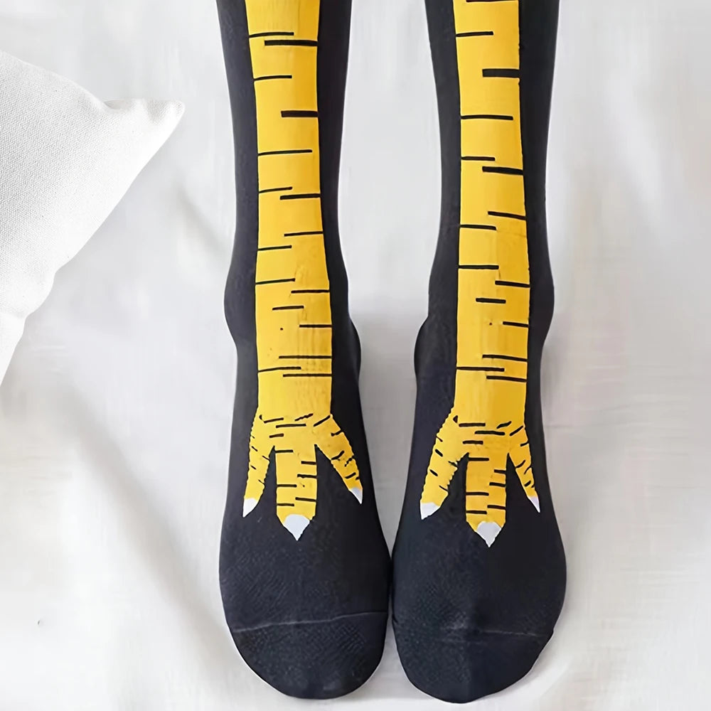 1/2/5/10 Pairs Women Knee High Socks Trendy Cartoon Funny Chicken Claw Socks Fitness Sport Casual Slim Leg Long Tube Socks Women - Matrix Studios