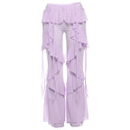 Cover-ups Ruffle Pants Summer Women Beach Wear White Cotton Tunic Mesh Pants Sarong Wrap Skirt Swimsuit Cover Up - Matrix Studios