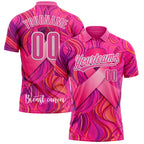 Breast Cancer Awareness Customized Polo Shirt Unisex Custom Name Number Loose Lapel Short Sleeve Golf Shirts Summer Outdoor - Matrix-studios.com