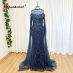 Eshaut&bridal Luxury Beaded Evening Dress Cape Sleeve Dubai Sheer Neck Mermaid Formal Prom Wedding Party Gown Customized 2026 - Matrix Studios