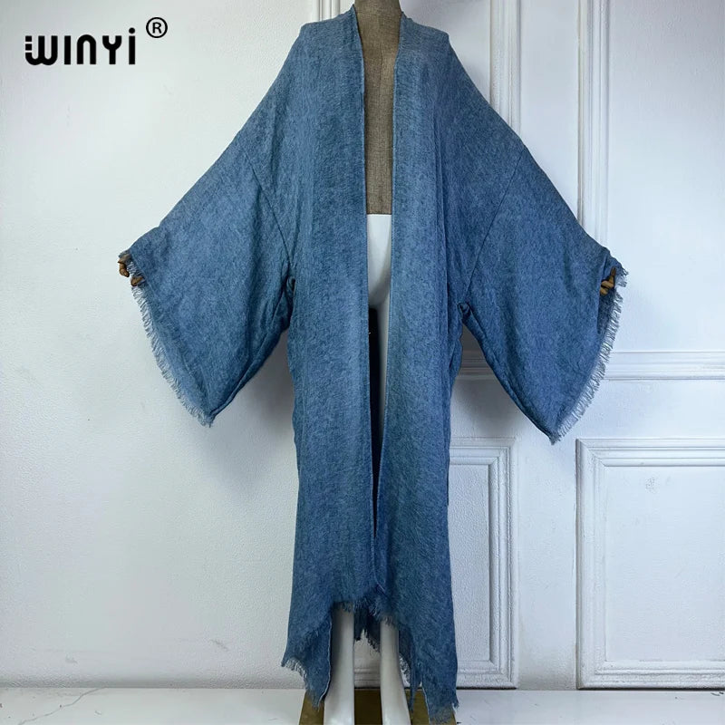 WINYI bohemian kimono kaftan beachwear Cardigan sexy  evening dress abaya dubai luxury cover-ups beach outfits women maxi dress - Matrix Studios