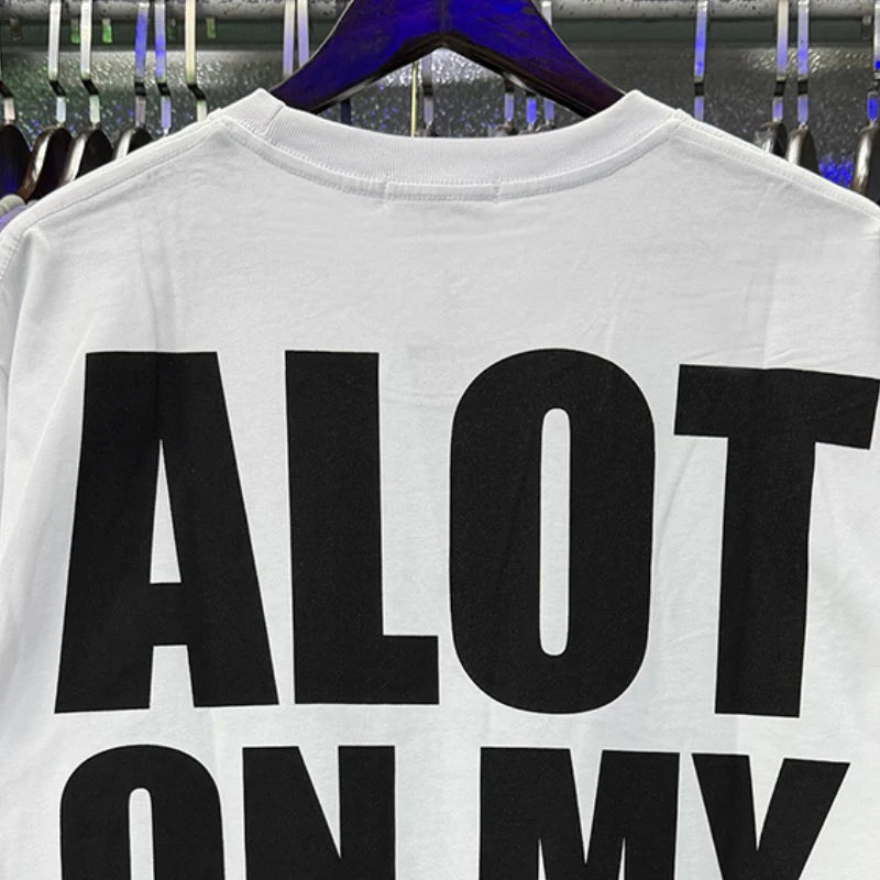 Summer White Satoshi Nakamoto Tshirts Casual Loose Round Neck Short Sleeve ALOT ON MY MIND Print Men Women  Hiphop Streetwear - Matrix-studios.com