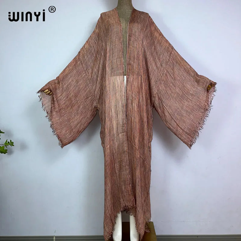WINYI New High Quality Comfortable Women Soft Cardigan Loose Dress Party Boho Maxi Beach Holiday Swimming Cover Up Africa Kimono - Matrix Studios