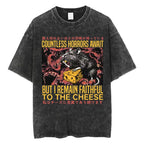 The Horrors Are Never Ending Yet I Remain Silly T-shirt Funny Japanese Style Frog Retro Washed T Shirt Men's Oversized Tees Tops
